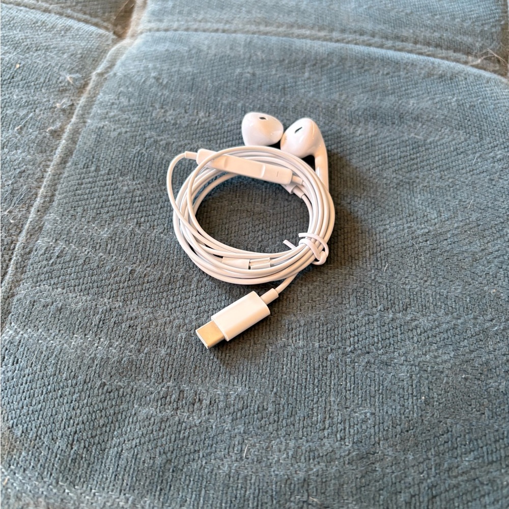 White Wired Earbuds with USB-C Connector